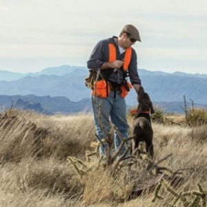 Ryan O'Shaughnessy with one of his bird dogs.